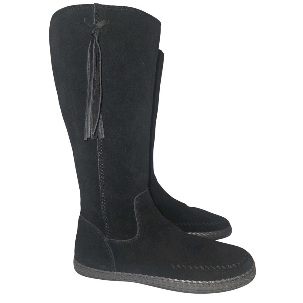 UGG KELLEEN BLACK SUEDE SIZE 9.5 US. Women's TALL BOOTS Tassle Moccasin Style